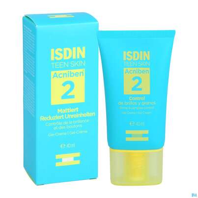 Sie sehen eine Packung Isdin Acniben/teen Gel Cream 40ml, Produktbild: 06 Isdin Acniben/teen Gel Cream 40ml, A-Nr.: 5589368 - 06