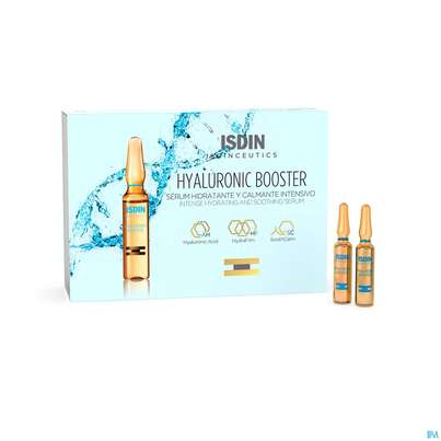 Sie sehen eine Packung Isdin Isdinceutics Hyaluronic Booster 10st, Produktbild: 01 Isdin Isdinceutics Hyaluronic Booster 10st, A-Nr.: 5570512 - 01