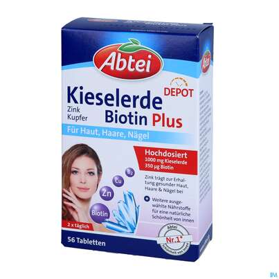 Sie sehen eine Packung Kieselerde +biotin Tabl Abtei Titandioxidfrei 50000 56st, Produktbild: 02 Kieselerde +biotin Tabl Abtei Titandioxidfrei 50000 56st, A-Nr.: 5720437 - 02