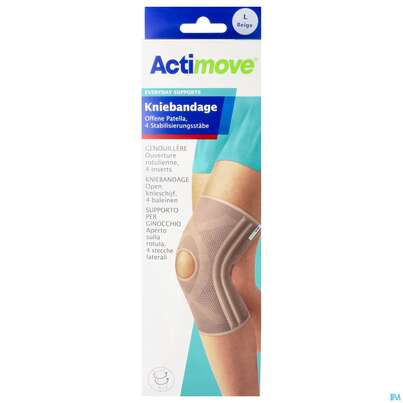 Sie sehen eine Packung Kniegelenksbandagen Actimove Everyday Support Stabilisierungsstaebe Gr L 41-46cm 75575 1st, Produktbild: 01 Kniegelenksbandagen Actimove Everyday Support Stabilisierungsstaebe Gr L 41-46cm 75575 1st, A-Nr.: 5263454 - 01