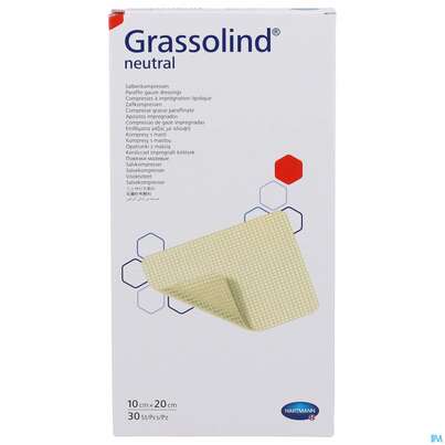 Sie sehen eine Packung Kompressen Grassolind Neutral Salbenkompresse Steril 10x 20cm 30st, Produktbild: 01 Kompressen Grassolind Neutral Salbenkompresse Steril 10x 20cm 30st, A-Nr.: 1232646 - 01
