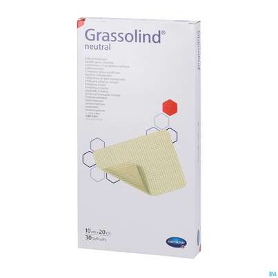 Sie sehen eine Packung Kompressen Grassolind Neutral Salbenkompresse Steril 10x 20cm 30st, Produktbild: 02 Kompressen Grassolind Neutral Salbenkompresse Steril 10x 20cm 30st, A-Nr.: 1232646 - 02