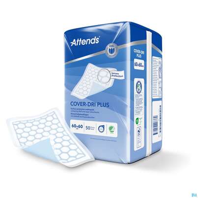 Sie sehen eine Packung Krankenunterlagen Attends Cover Dri Plus 60x 60cm 200st, Produktbild: 04 Krankenunterlagen Attends Cover Dri Plus 60x 60cm 200st, A-Nr.: 3887498 - 04