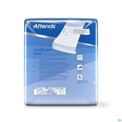Sie sehen eine Packung Krankenunterlagen Attends Cover Dri Plus 80x170cm 30st, Produktbild: 02 Krankenunterlagen Attends Cover Dri Plus 80x170cm 30st, A-Nr.: 2777566 - 02