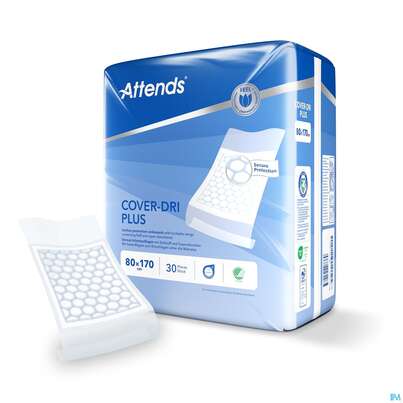 Sie sehen eine Packung Krankenunterlagen Attends Cover Dri Plus 80x170cm 30st, Produktbild: 03 Krankenunterlagen Attends Cover Dri Plus 80x170cm 30st, A-Nr.: 2777566 - 03