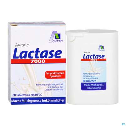 Sie sehen eine Packung Lactase Tabl 7.000 Fcc 80st, Produktbild: 04 Lactase Tabl 7.000 Fcc 80st, A-Nr.: 5296241 - 04