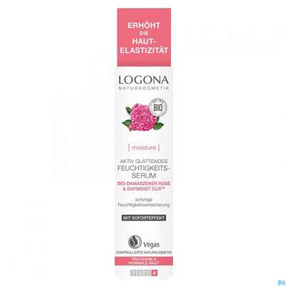 Sie sehen eine Packung Logona Bio Damaszener Rose Feuchtigkeitsserum 30ml, Produktbild: 01 Logona Bio Damaszener Rose Feuchtigkeitsserum 30ml, A-Nr.: 5411541 - 01