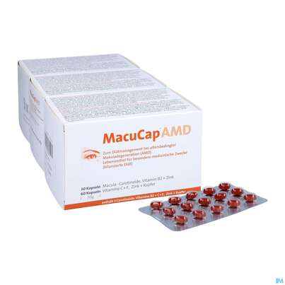Sie sehen eine Packung Macucap Amd Kapseln Quartalspackung 90+180 270st, Produktbild: 05 Macucap Amd Kapseln Quartalspackung 90+180 270st, A-Nr.: 4832192 - 05
