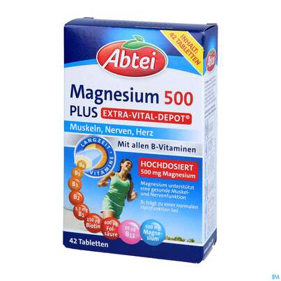 Magnesium Tabl 500 Plus Abtei Titandioxidfrei 50000 42st, A-Nr.: 5720302 - 02