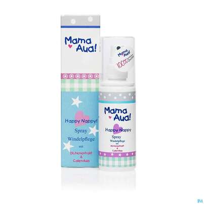 Sie sehen eine Packung Mama-aua Spray Happy Nappy 100ml, Produktbild: 01 Mama-aua Spray Happy Nappy 100ml, A-Nr.: 4849264 - 01