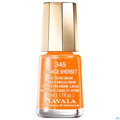 Sie sehen eine Packung Mavala Nagellacke 345 Orange Sherbet 5ml, Produktbild: 02 Mavala Nagellacke 345 Orange Sherbet 5ml, A-Nr.: 3653398 - 02