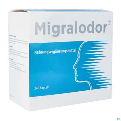 Sie sehen eine Packung Migradolor Kapseln Vorteilspackung 240st, Produktbild: 02 Migradolor Kapseln Vorteilspackung 240st, A-Nr.: 4595881 - 02