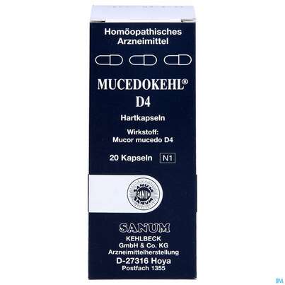 Sie sehen eine Packung Mucor Mucedo (mucedokehl) Kapseln D4 20st, Produktbild: 01 Mucor Mucedo (mucedokehl) Kapseln D4 20st, A-Nr.: 2272932 - 01
