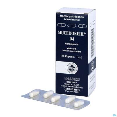 Sie sehen eine Packung Mucor Mucedo (mucedokehl) Kapseln D4 20st, Produktbild: 04 Mucor Mucedo (mucedokehl) Kapseln D4 20st, A-Nr.: 2272932 - 04