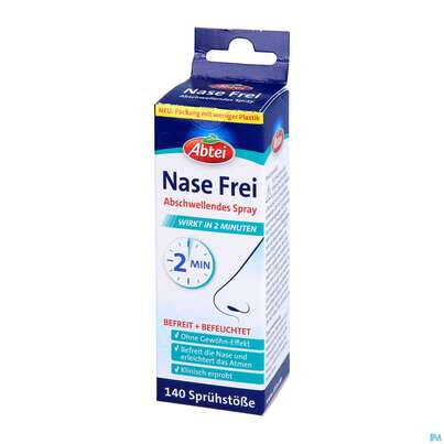 Sie sehen eine Packung Nasenspray Abtei Nasefrei 2min Abschwellend 50000 20ml, Produktbild: 02 Nasenspray Abtei Nasefrei 2min Abschwellend 50000 20ml, A-Nr.: 5620977 - 02