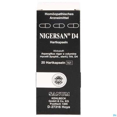 Sie sehen eine Packung Nigersan Kapseln D4 20st, Produktbild: 01 Nigersan Kapseln D4 20st, A-Nr.: 1769725 - 01