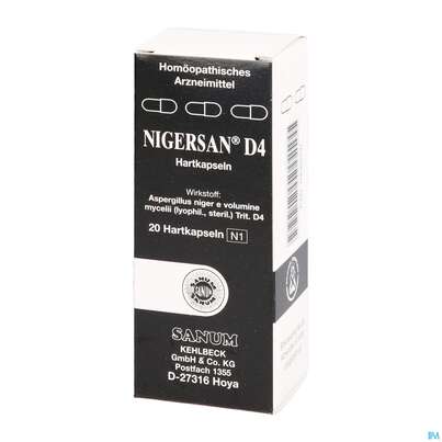 Sie sehen eine Packung Nigersan Kapseln D4 20st, Produktbild: 03 Nigersan Kapseln D4 20st, A-Nr.: 1769725 - 03