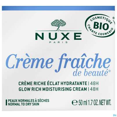 Sie sehen eine Packung Nuxe Creme/fraiche/de Beaute Glow Rich Cream 48h 2023 50ml, Produktbild: 01 Nuxe Creme/fraiche/de Beaute Glow Rich Cream 48h 2023 50ml, A-Nr.: 5821084 - 01