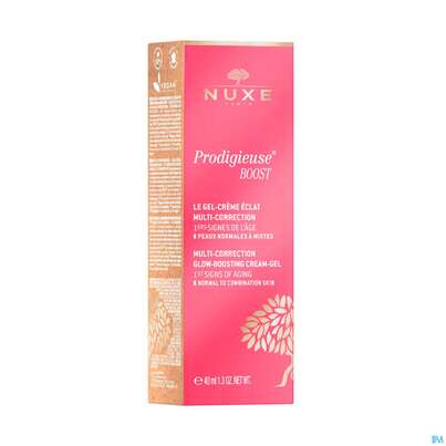 Sie sehen eine Packung Nuxe Creme/prodigieuse Boost Multi-correction Gel Cream Norm/misch.h 40ml, Produktbild: 02 Nuxe Creme/prodigieuse Boost Multi-correction Gel Cream Norm/misch.h 40ml, A-Nr.: 5095471 - 02