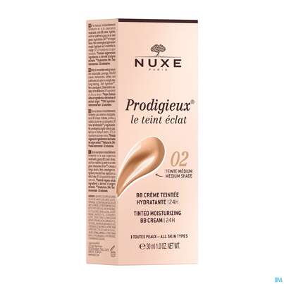 Sie sehen eine Packung Nuxe Tinted Moist Bb Cream Le Teint Eclat 24h Moisturising Medium 30ml, Produktbild: 03 Nuxe Tinted Moist Bb Cream Le Teint Eclat 24h Moisturising Medium 30ml, A-Nr.: 5893729 - 03