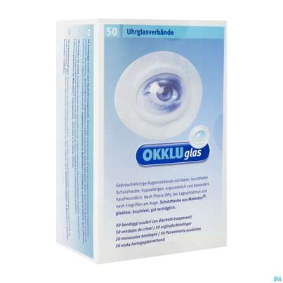 Sie sehen eine Packung Okkluglas Uhrglasverband Selbstklebend 50st, Produktbild: 02 Okkluglas Uhrglasverband Selbstklebend 50st, A-Nr.: 3747260 - 02