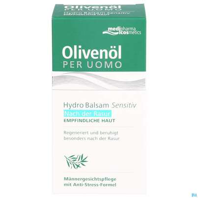 Sie sehen eine Packung Oliven Oel Dr.theiss Per Uomo Hydro Balsam Sensitiv 50ml, Produktbild: 01 Oliven Oel Dr.theiss Per Uomo Hydro Balsam Sensitiv 50ml, A-Nr.: 3698395 - 01