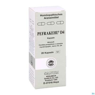 Sie sehen eine Packung Pefrakehl Kapseln D4 20st, Produktbild: 03 Pefrakehl Kapseln D4 20st, A-Nr.: 1997484 - 03
