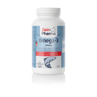 Sie sehen eine Packung Zeinpharma Omega-3 500 mg Caps, Produktbild: 01 Zeinpharma Omega-3 500 mg Caps, A-Nr.: 4098846 - 01