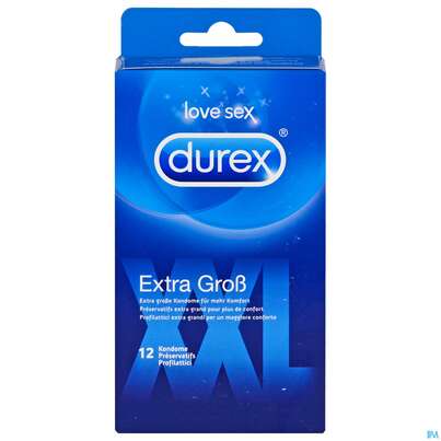 Sie sehen eine Packung Praeservative Durex Latexkondome Gefuehlsecht Xxl 12st, Produktbild: 01 Praeservative Durex Latexkondome Gefuehlsecht Xxl 12st, A-Nr.: 3607487 - 01