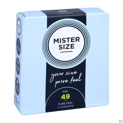 Sie sehen eine Packung Praeservative Kondome Mister Size 49 3st, Produktbild: 03 Praeservative Kondome Mister Size 49 3st, A-Nr.: 5594145 - 03
