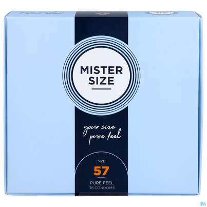 Sie sehen eine Packung Praeservative Kondome Mister Size 57 36st, Produktbild: 01 Praeservative Kondome Mister Size 57 36st, A-Nr.: 5594197 - 01