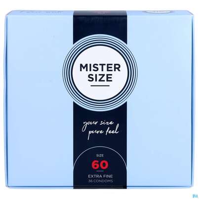 Sie sehen eine Packung Praeservative Kondome Mister Size 60 36st, Produktbild: 01 Praeservative Kondome Mister Size 60 36st, A-Nr.: 5594205 - 01