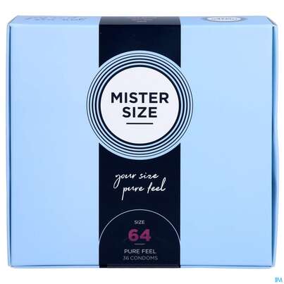 Sie sehen eine Packung Praeservative Kondome Mister Size 64 36st, Produktbild: 01 Praeservative Kondome Mister Size 64 36st, A-Nr.: 5594211 - 01