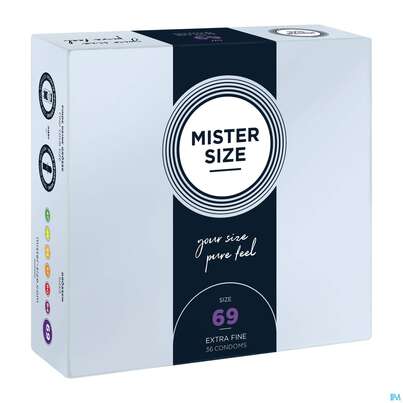 Sie sehen eine Packung Praeservative Kondome Mister Size 69 36st, Produktbild: 01 Praeservative Kondome Mister Size 69 36st, A-Nr.: 5594228 - 01