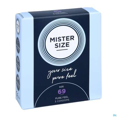 Sie sehen eine Packung Praeservative Kondome Mister Size 69 3st, Produktbild: 03 Praeservative Kondome Mister Size 69 3st, A-Nr.: 5594292 - 03