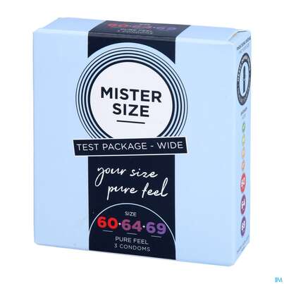 Sie sehen eine Packung Praeservative Kondome Mister/size Probierpack 60-64-69 3st, Produktbild: 02 Praeservative Kondome Mister/size Probierpack 60-64-69 3st, A-Nr.: 5594240 - 02