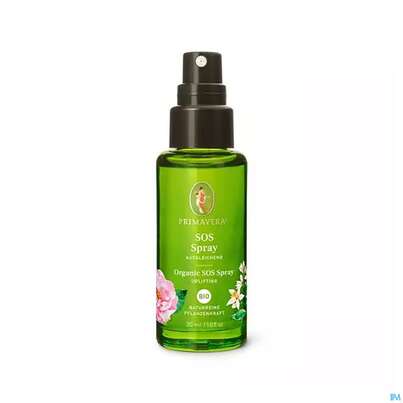 Sie sehen eine Packung Primavera Bio Pflanzenwasser Sos Spray 30ml, Produktbild: 02 Primavera Bio Pflanzenwasser Sos Spray 30ml, A-Nr.: 4098970 - 02