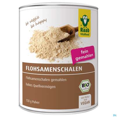 Sie sehen eine Packung Raab Bio Flohsamenschalen Pulver 150g, Produktbild: 02 Raab Bio Flohsamenschalen Pulver 150g, A-Nr.: 5230839 - 02