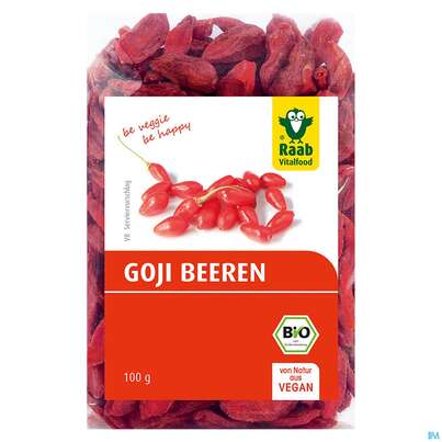 Sie sehen eine Packung Raab Bio Goji Beeren 100g, Produktbild: 01 Raab Bio Goji Beeren 100g, A-Nr.: 4350731 - 01