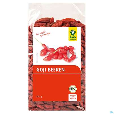 Sie sehen eine Packung Raab Bio Goji Beeren 500g, Produktbild: 01 Raab Bio Goji Beeren 500g, A-Nr.: 4350754 - 01