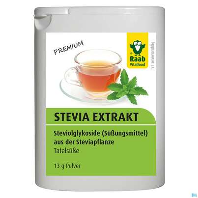 Sie sehen eine Packung Raab Stevia Extrakt Pulver 13g, Produktbild: 01 Raab Stevia Extrakt Pulver 13g, A-Nr.: 4369179 - 01