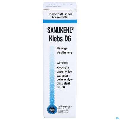 Sie sehen eine Packung Sanukehl Klebs Tropfen D6 10ml, Produktbild: 01 Sanukehl Klebs Tropfen D6 10ml, A-Nr.: 2481506 - 01