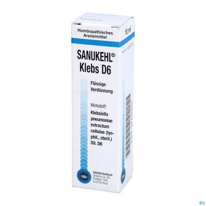 Sie sehen eine Packung Sanukehl Klebs Tropfen D6 10ml, Produktbild: 02 Sanukehl Klebs Tropfen D6 10ml, A-Nr.: 2481506 - 02