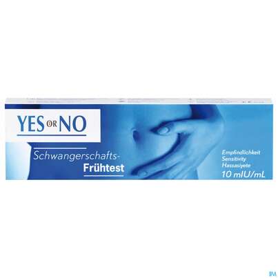 Sie sehen eine Packung Schwangerschaftstest Yes Or No 10miu Hcg Fruehtest 1st, Produktbild: 01 Schwangerschaftstest Yes Or No 10miu Hcg Fruehtest 1st, A-Nr.: 4493560 - 01