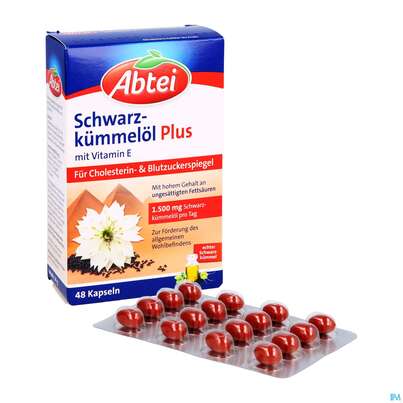 Sie sehen eine Packung Schwarzkuemmeloel Kapseln Abtei 50000 48st, Produktbild: 05 Schwarzkuemmeloel Kapseln Abtei 50000 48st, A-Nr.: 5331888 - 05