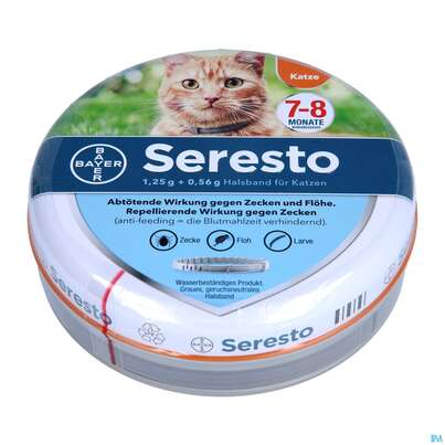 Sie sehen eine Packung Seresto Halsband F/katzen 1,25g + 0,56g 1st, Produktbild: 01 Seresto Halsband F/katzen 1,25g + 0,56g 1st, A-Nr.: 3907686 - 01