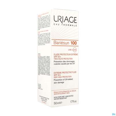 Sie sehen eine Packung Sonnenprodukte Uriage/bariesun Schutz-fluid Extrem 100 Spf50+ 50ml, Produktbild: 06 Sonnenprodukte Uriage/bariesun Schutz-fluid Extrem 100 Spf50+ 50ml, A-Nr.: 5617900 - 06