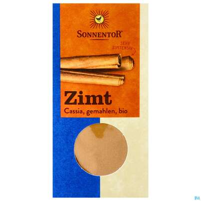 Sie sehen eine Packung Sonnentor Bio Zimt Cassia Gemahlen 00329 40g, Produktbild: 01 Sonnentor Bio Zimt Cassia Gemahlen 00329 40g, A-Nr.: 3740619 - 01