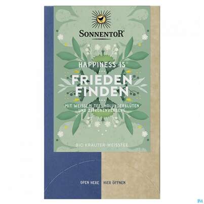 Sie sehen eine Packung Sonnentor Tee/bio Happiness Is Tee Friede Finden 02587 18st, Produktbild: 02 Sonnentor Tee/bio Happiness Is Tee Friede Finden 02587 18st, A-Nr.: 4899233 - 02