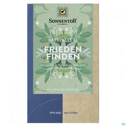 Sie sehen eine Packung Sonnentor Tee/bio Happiness Is Tee Friede Finden 02587 18st, Produktbild: 03 Sonnentor Tee/bio Happiness Is Tee Friede Finden 02587 18st, A-Nr.: 4899233 - 03